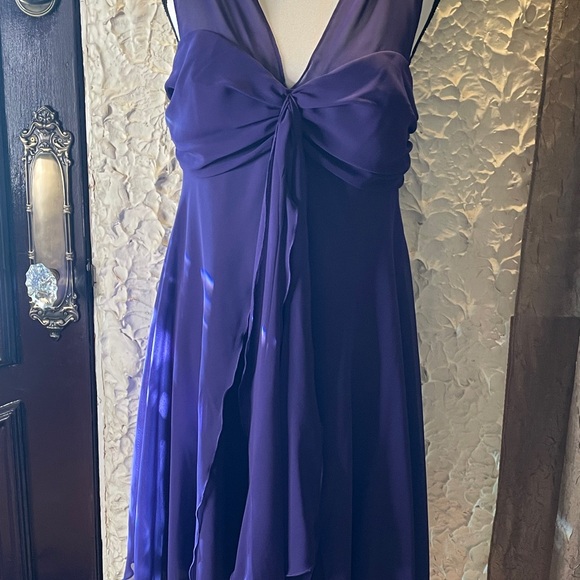 Connected Apparel Dress Purple Cocktail Party Layered Empire Dress - Picture 4 of 15